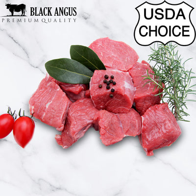 USDA CHOICE BLACK ANGUS BONELESS BEEF TENDERLOIN TRIM CUBES